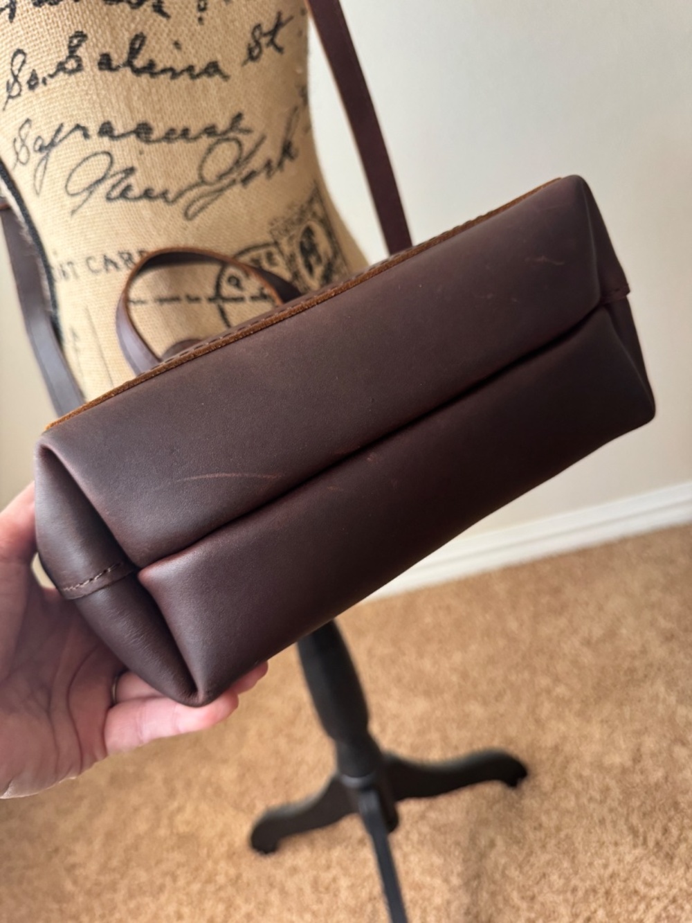Brown Portland Leather Mini Crossbody Tote - Picture 3 of 10